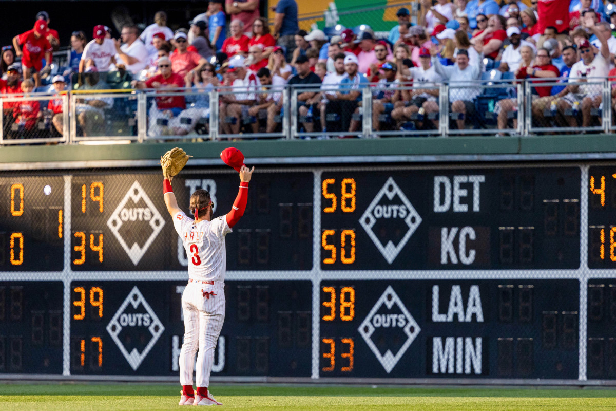 Before every home game, Harper gives a capless bow to the fans sitting in right field.